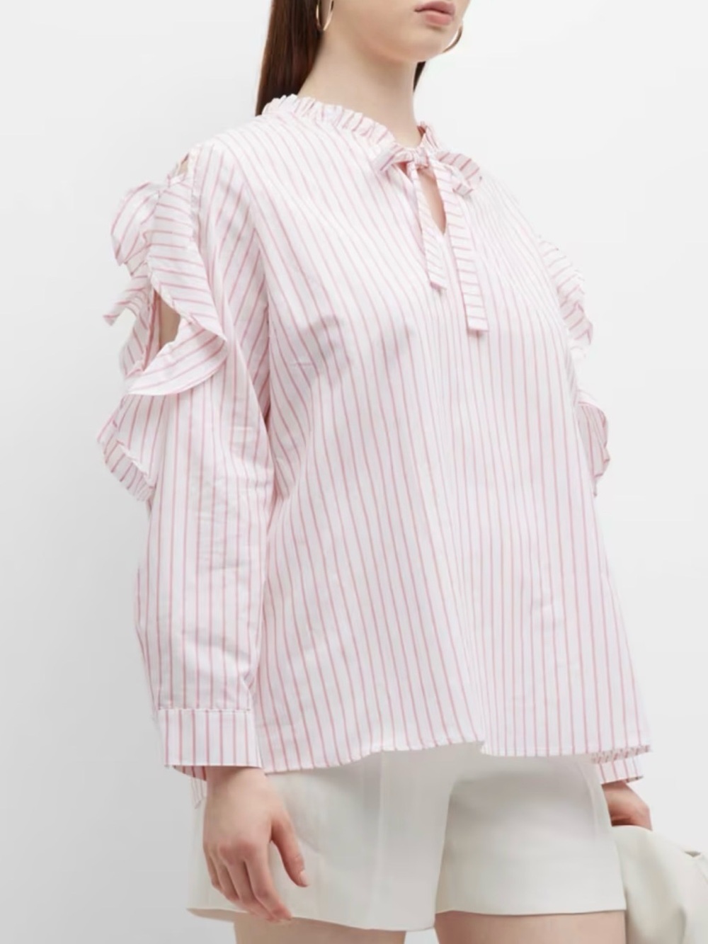 Harshman NWT $298 PTP 21 Indre Pink Striped Cutout Blouse